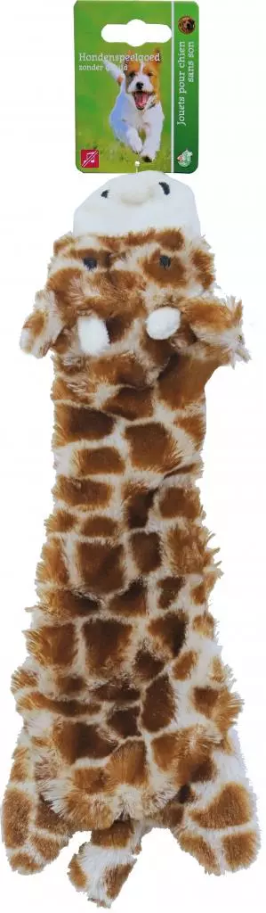 Boon hondenspeelgoed giraffe plat pluche bruin/geel, 35 cm. - afbeelding 1