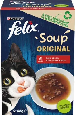 FELIX® Soup Original Farm Selectie met Rund, Kip, Lam 6x48g - afbeelding 4