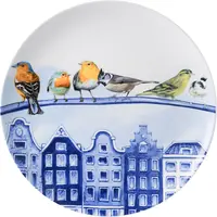 Heinen Delfts Blauw wandbord keramiek bosvogels in de stad 26.5cm delfts blauw kopen?