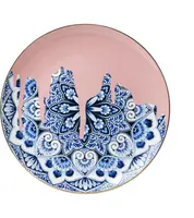 Heinen Delfts Blauw wandbord keramiek mandala roze 26.5cm delfts blauw kopen?