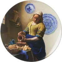 Heinen Delfts Blauw wandbord keramiek melkmeisje met borden 42cm delfts blauw kopen?