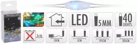 Kerstverlichting 40 LED multi color zilverdraad op batterijen 1,95 meter kopen?