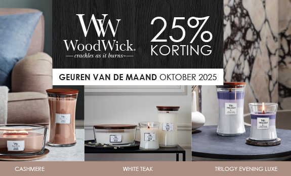 25% korting op WoodWick geuren van de maand