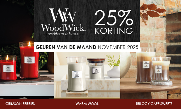 25% korting op WoodWick geuren van de maand