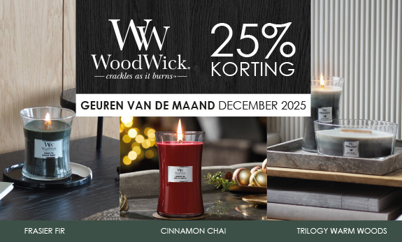 25% korting op WoodWick geuren van de maand