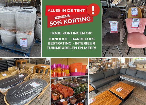 Alles in de tent -minimaal 50%!