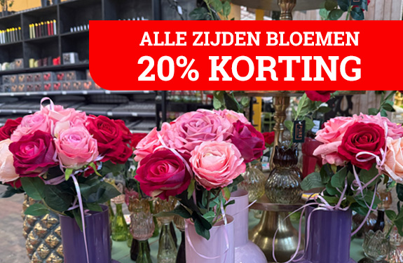 20% korting op zijden bloemen