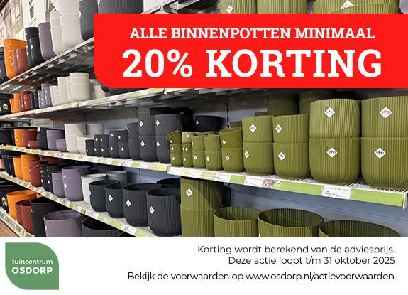 Minimaal 20% korting op alle binnenpotten