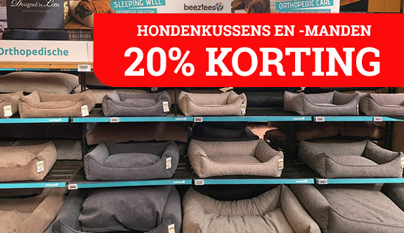 20% korting op hondenkussens en -manden