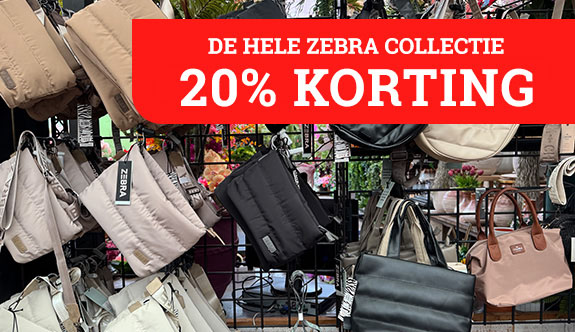 20% korting op alles van Zebra