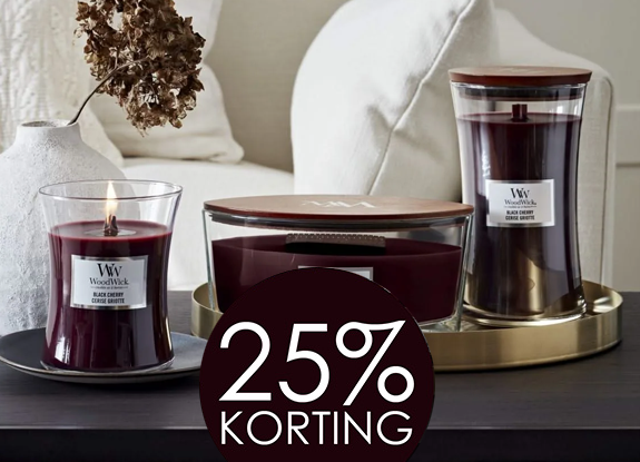 25% korting op WoodWick geuren van de maand