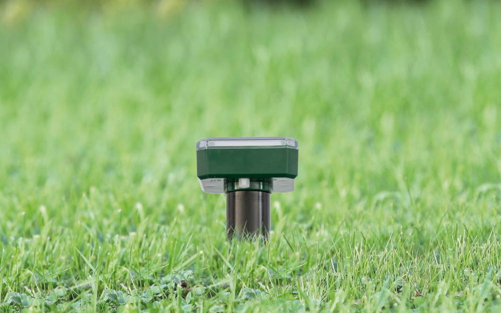 Gebruik een mollenverjager tegen mollen in de tuin.