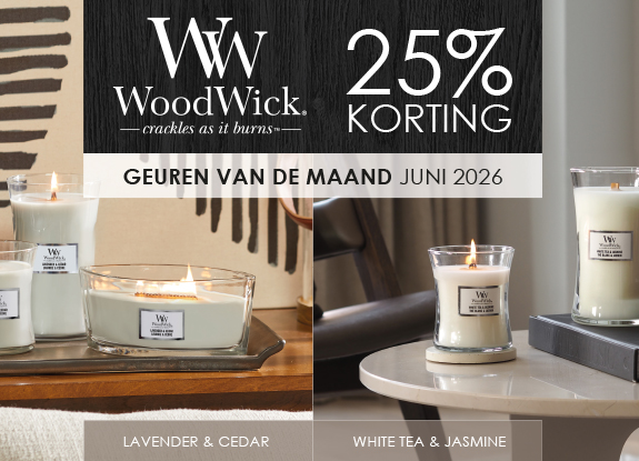 25% korting op WoodWick geuren van de maand