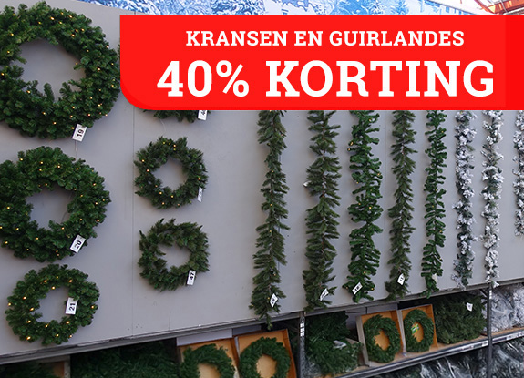 40% korting op guirlandes en kransen