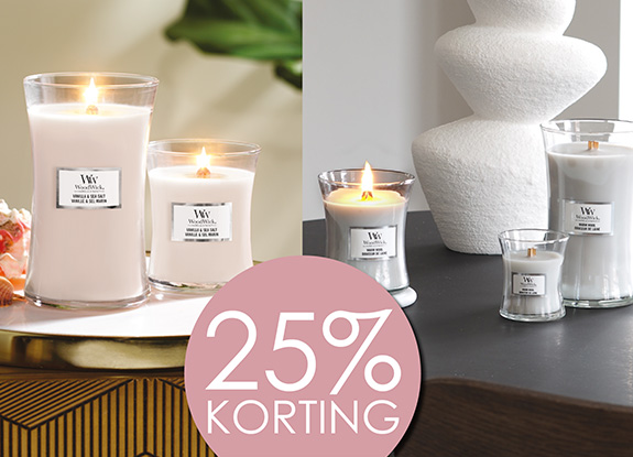 25% korting op WoodWick geuren van de maand