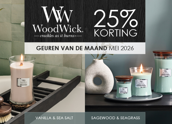 25% korting op WoodWick geuren van de maand