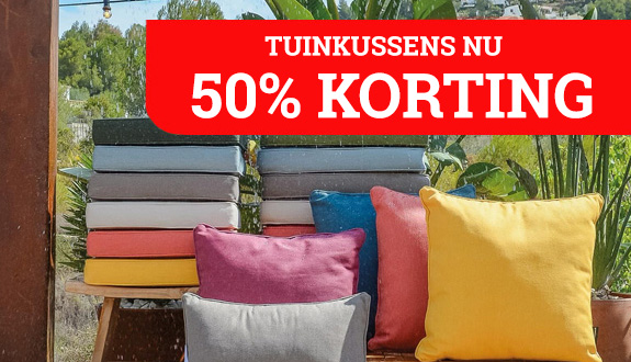 50% korting op tuinkussens