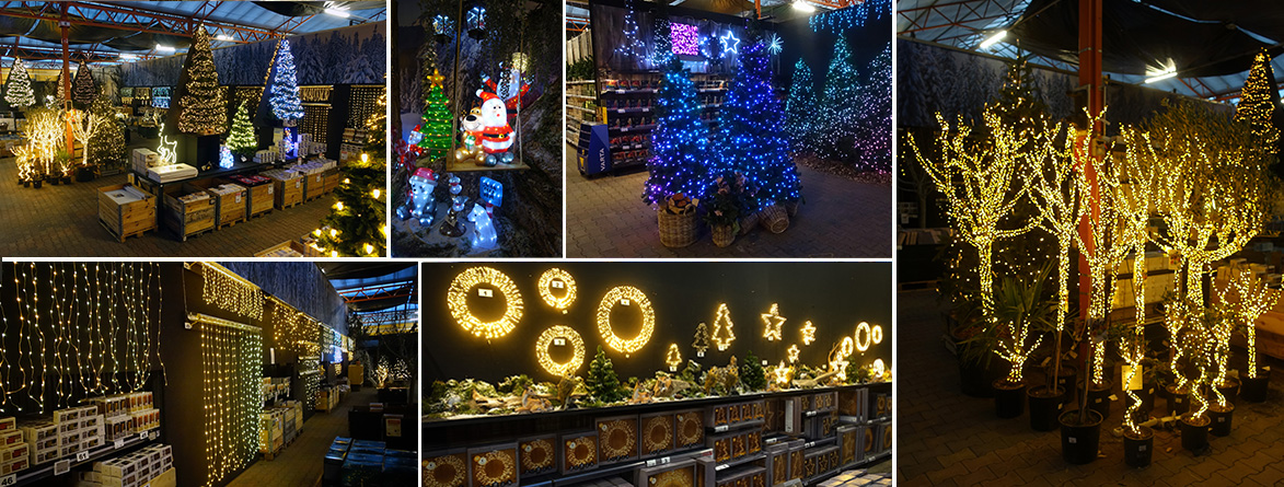 Kerstverlichting voor buiten bij tuincentrum Osdorp