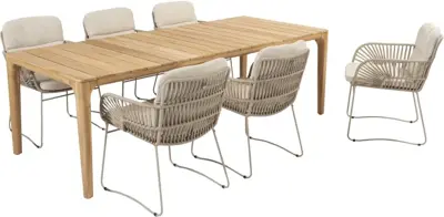 4 Seasons Outdoor diningset liam teak murcia latte - afbeelding 1