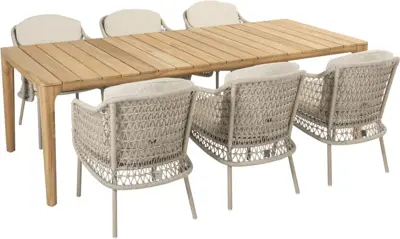 4 Seasons Outdoor diningset liam teak puccini latte - afbeelding 1