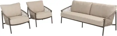 4 Seasons Outdoor stoel-bank loungeset allora 3-zits terre - afbeelding 2