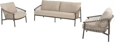 4 Seasons Outdoor stoel-bank loungeset allora 3-zits terre - afbeelding 1
