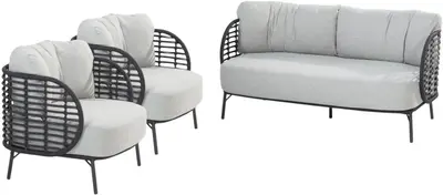 4 Seasons Outdoor stoel-bank loungeset fabrice 2-zits antraciet - afbeelding 1