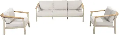 4 Seasons Outdoor stoel-bank loungeset olivia 3-zits latte - afbeelding 1
