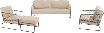 4 Seasons Outdoor stoel-bank loungeset prego antraciet - afbeelding 1