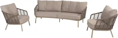 4 Seasons Outdoor stoel-bank loungeset puglia 3-zits latte - afbeelding 1