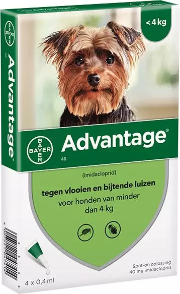 advantage parasietbehandeling hond 40 <4kg 4 pip