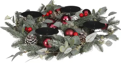 Adventkrans Benton Ø 50cm rood - afbeelding 1