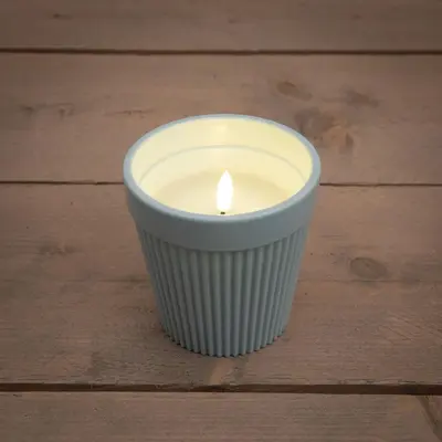 Anna's Collection buitenkaars in pot 3d vlam 11 x 11cm, blauw - afbeelding 1