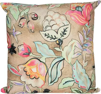 Anna's Collection buitenkussen bloemen 60x60cm groen