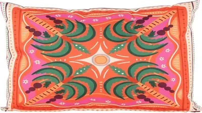 Anna's Collection buitenkussen palmboom 30x50cm oranje