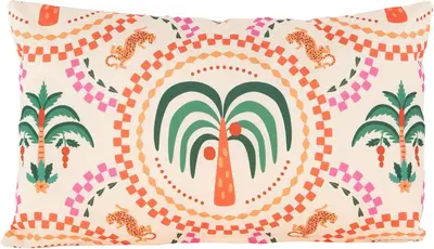 Anna's Collection buitenkussen palmboom 30x50cm oranje