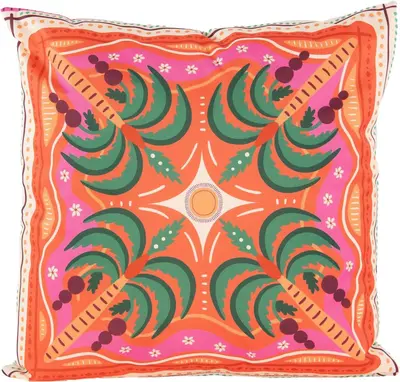 Anna's Collection buitenkussen palmboom 45x45cm multi