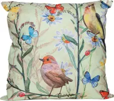 Anna's Collection buitenkussen vogels weide 60x60cm multi