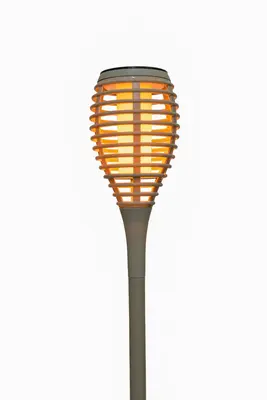 Anna's collection fakkel solar met vlameffect 12led 61x10cm olijf groen