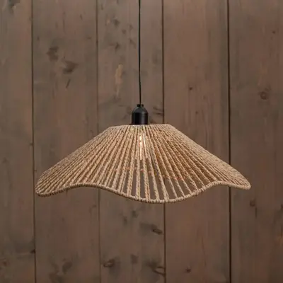 Anna's Collection Hanglamp solar naturel met edison lamp 39 x 39 x 12 cm 3m snoer met clip
