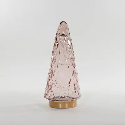Anna's Collection kerstverlichting boom glas 28.5cm roze goud - afbeelding 3