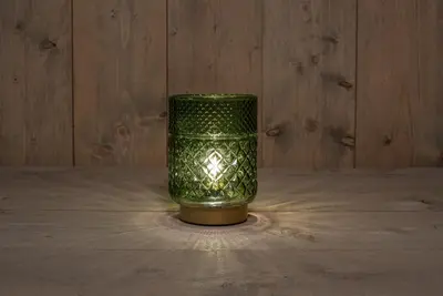Anna's Collection lamp glas d12h17.5cm groen goud - afbeelding 1
