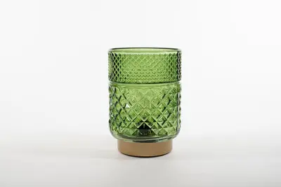 Anna's Collection lamp glas d12h17.5cm groen goud - afbeelding 3