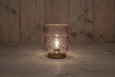 Anna's Collection lamp glas d12h17.5cm roze goud - afbeelding 1