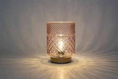 Anna's Collection lamp glas d12h17.5cm roze goud - afbeelding 2