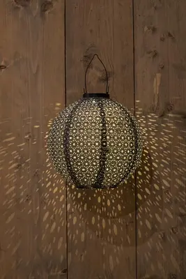Anna's Collection lampion solar marrakesh 25cm grijs - afbeelding 1