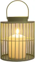 Anna's Collection lantaarn met kaars op batterij 15 x 18cm, olijf kopen?
