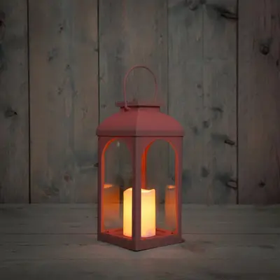 Anna's collection lantaarn met kaars solar 27X11cm terra