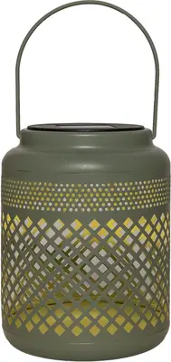Anna's collection lantaarn solar 1 led metaal 12x16cm olijf