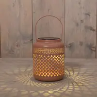 Anna's Collection lantaarn solar 1 led metaal 12x16cm terra - afbeelding 2
